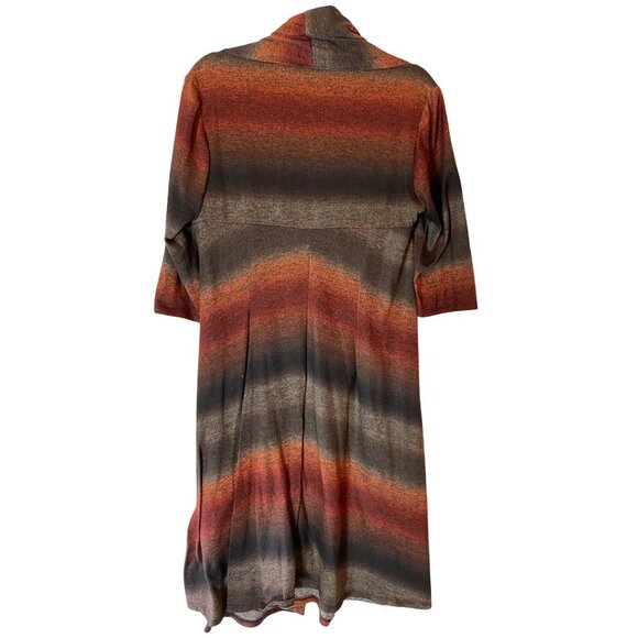Signature By Robbie Bee Dress Multicolor Striped Cowl Neck 3/4 Sleeve XL - Picture 2 of 10